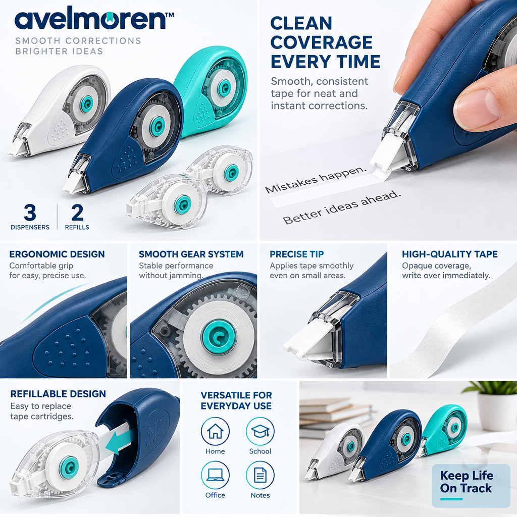 Avelmoren™ Refillable Correction Tape Set