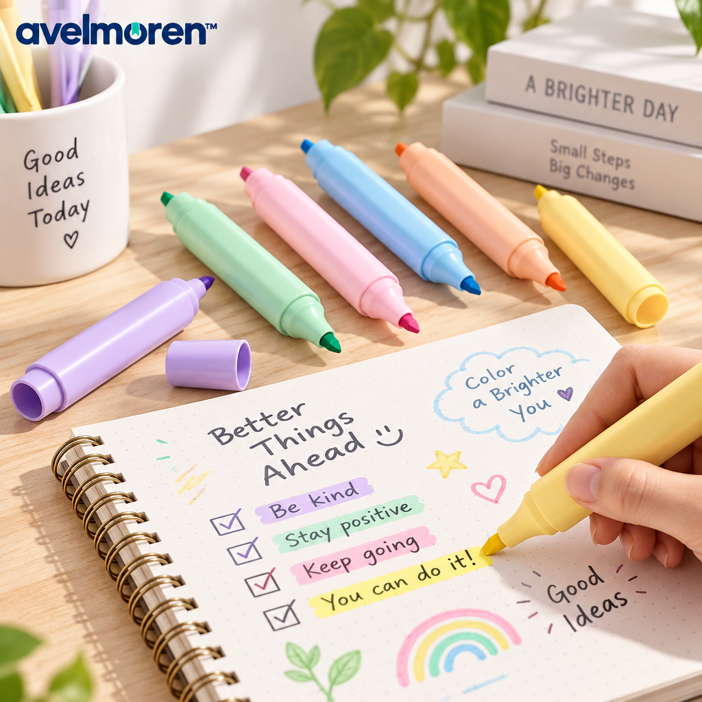 Avelmoren™ Dual-Tip Pastel Highlighter Set