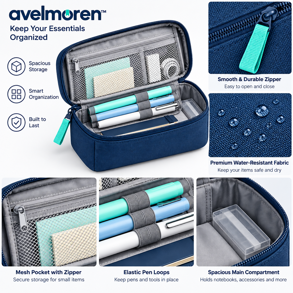 Avelmoren™ Wide-Open Organizer Pencil Case
